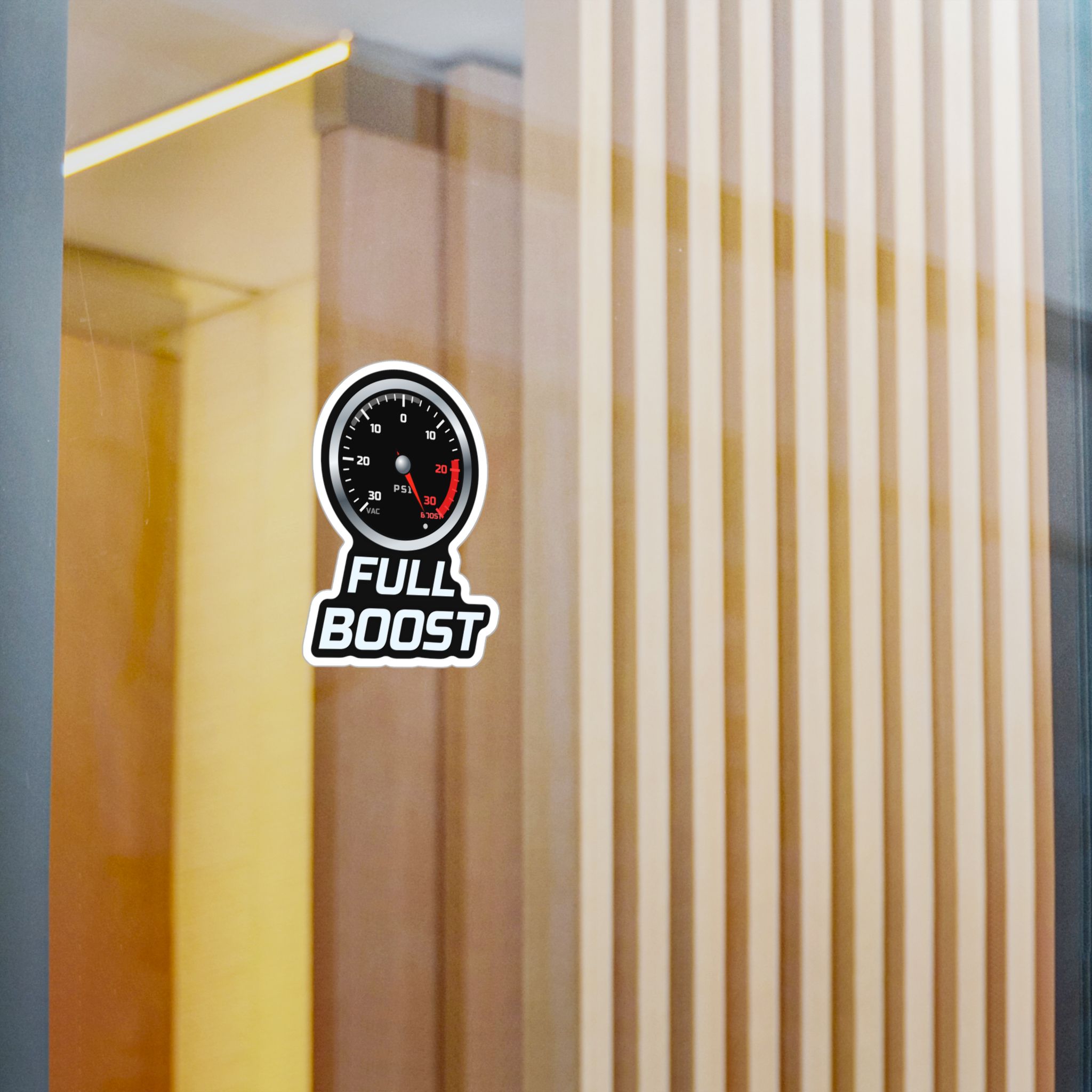 Full Boost Gauge Sticker decal shown applied (photo mockup)