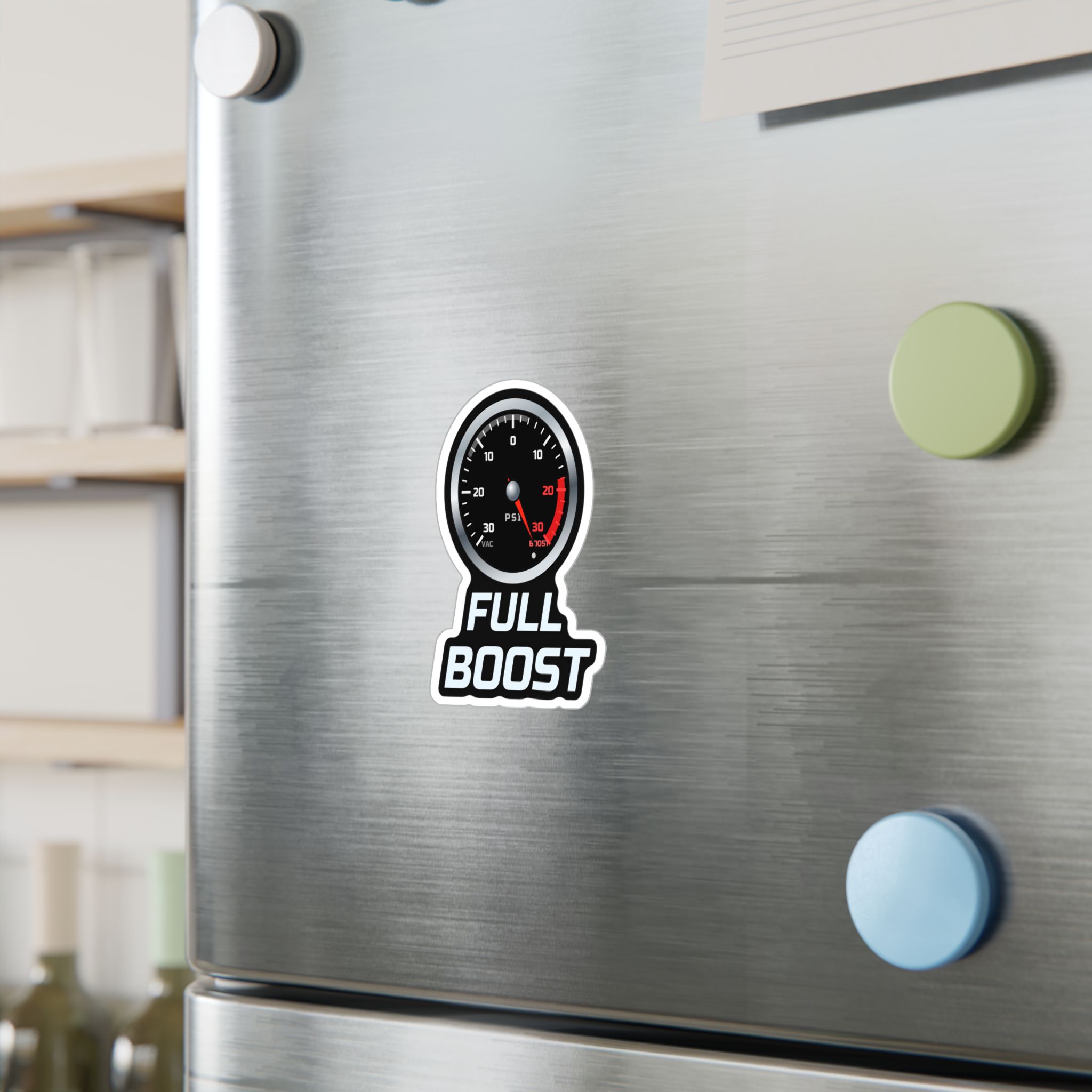 Full Boost Gauge Sticker decal shown applied (photo mockup)