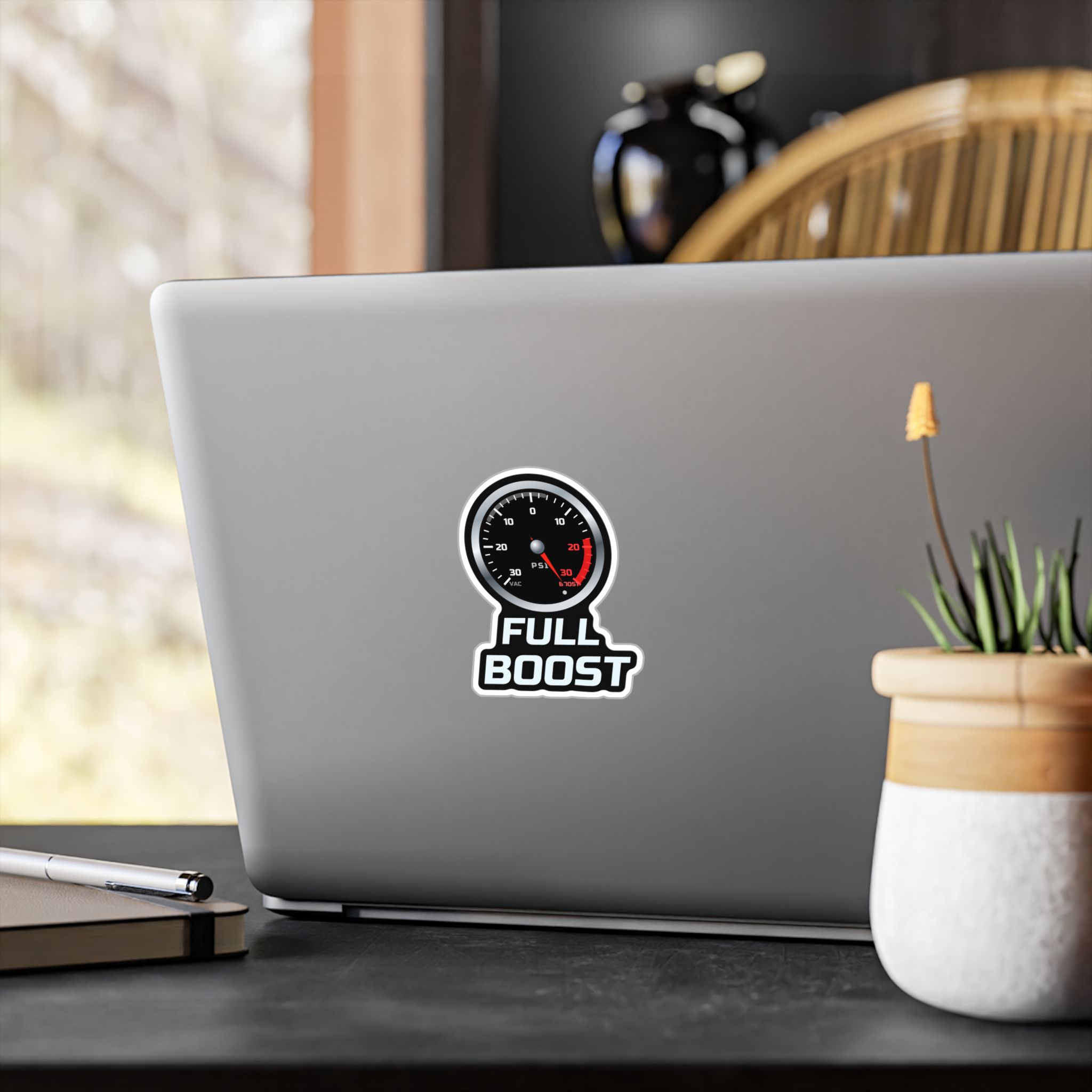 Full Boost Gauge Sticker decal shown applied (photo mockup)