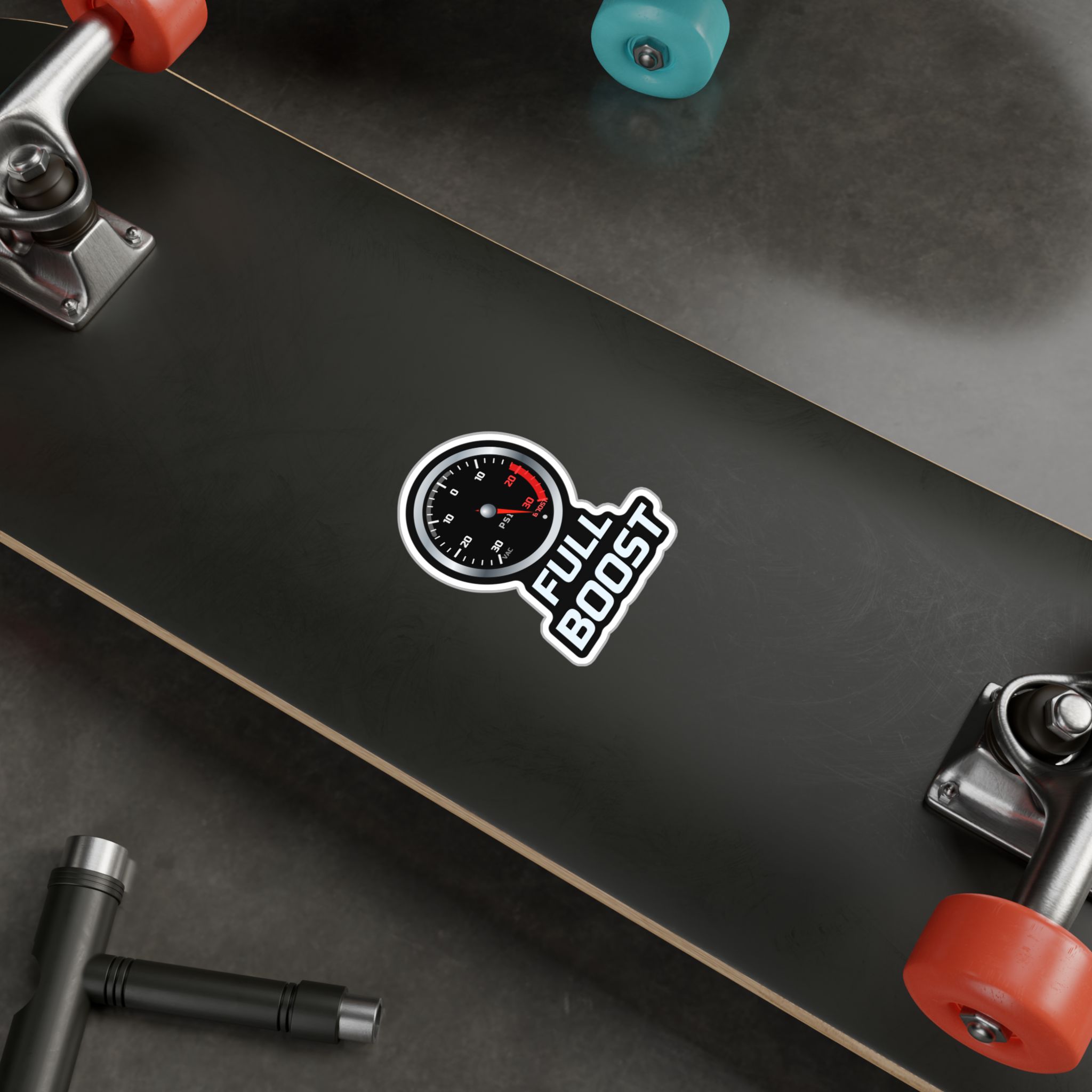 Full Boost Gauge Sticker decal shown applied (photo mockup)