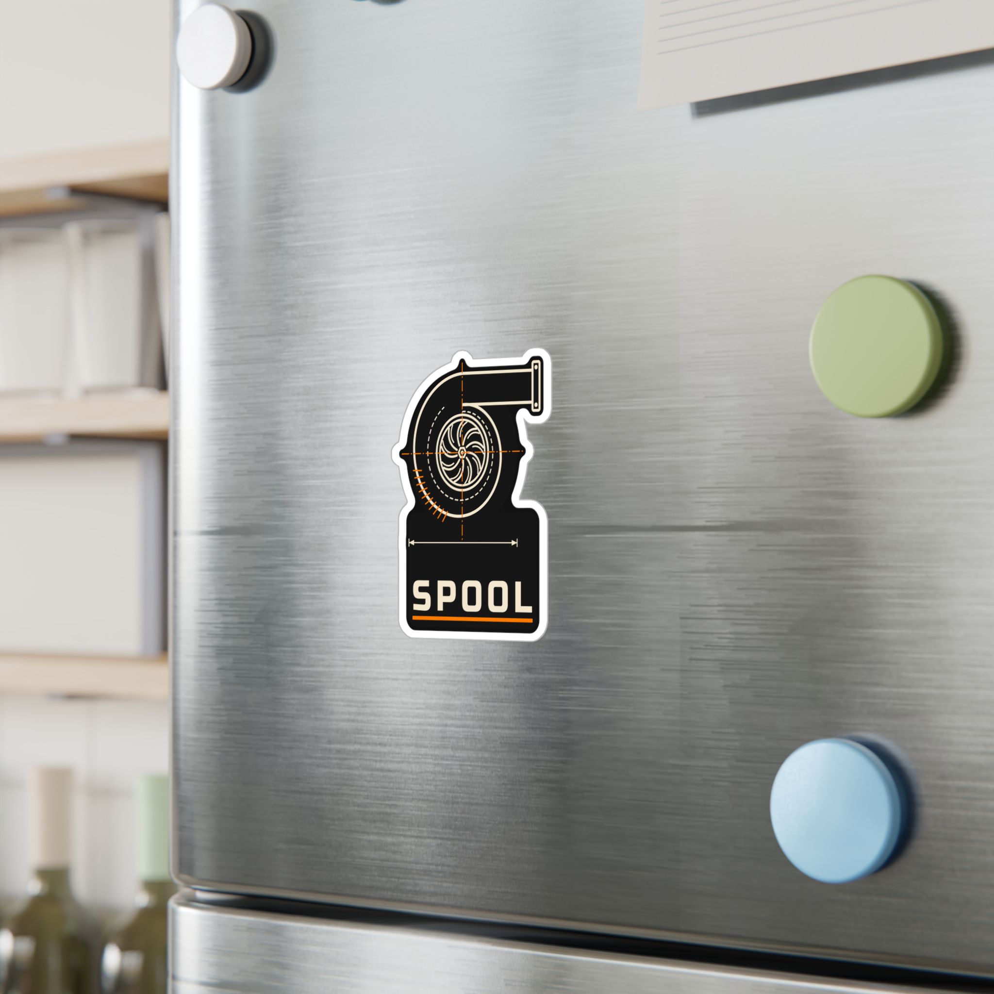 Spool Turbo Sticker decal shown applied (photo mockup)