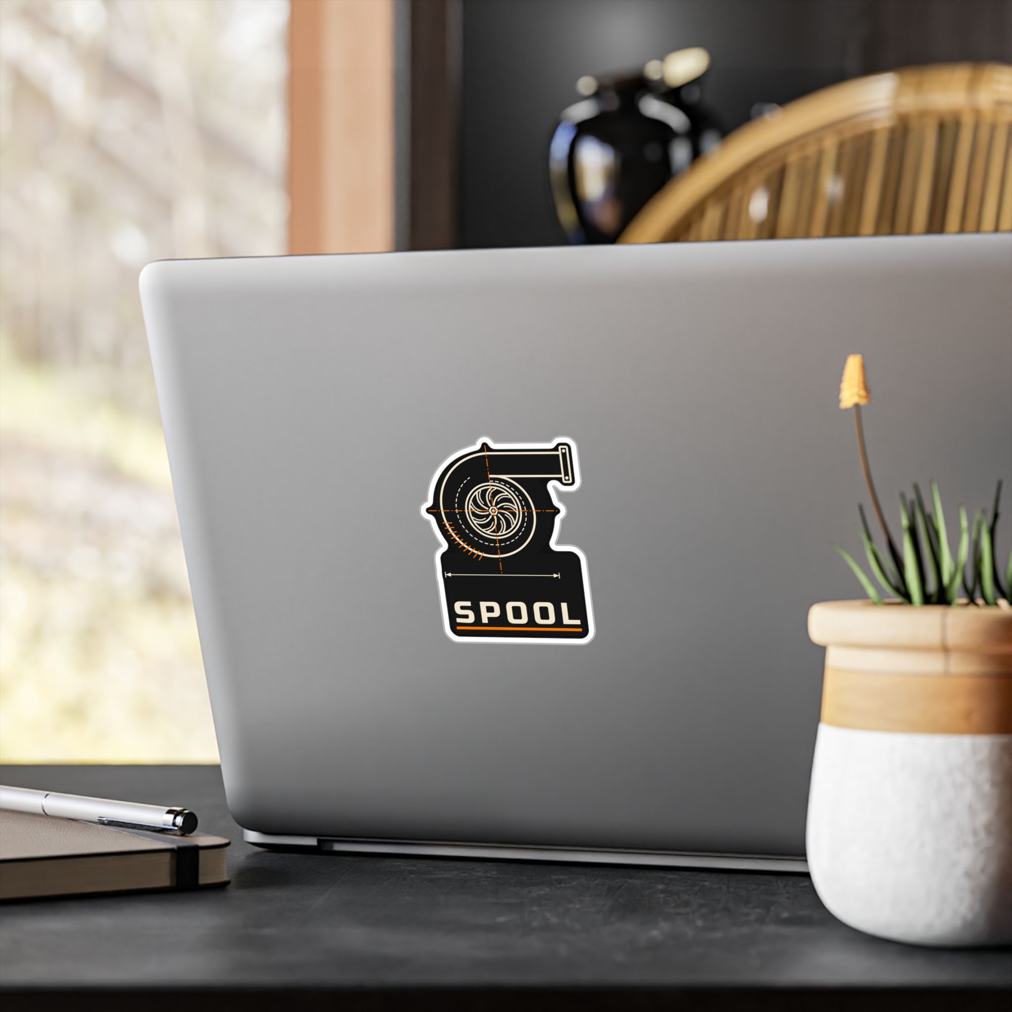Spool Turbo Sticker decal shown applied (photo mockup)