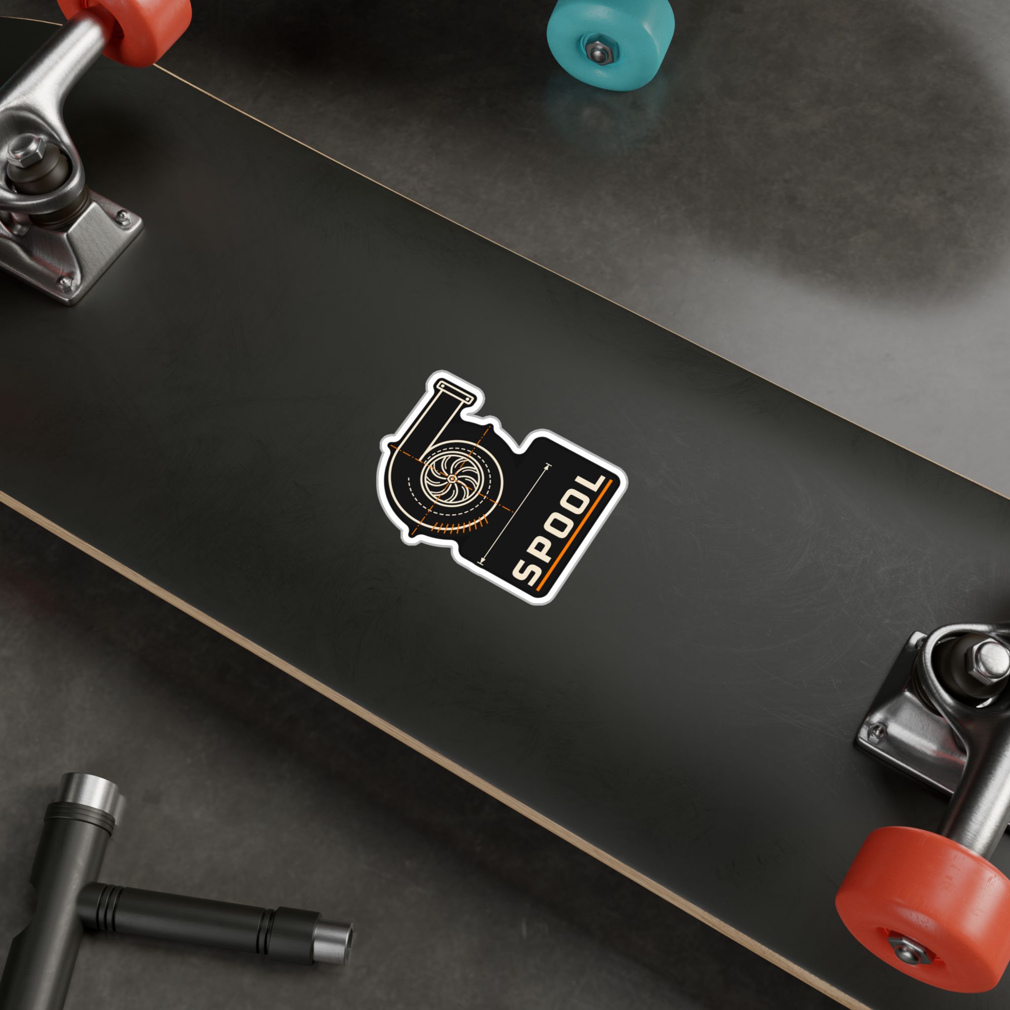 Spool Turbo Sticker decal shown applied (photo mockup)