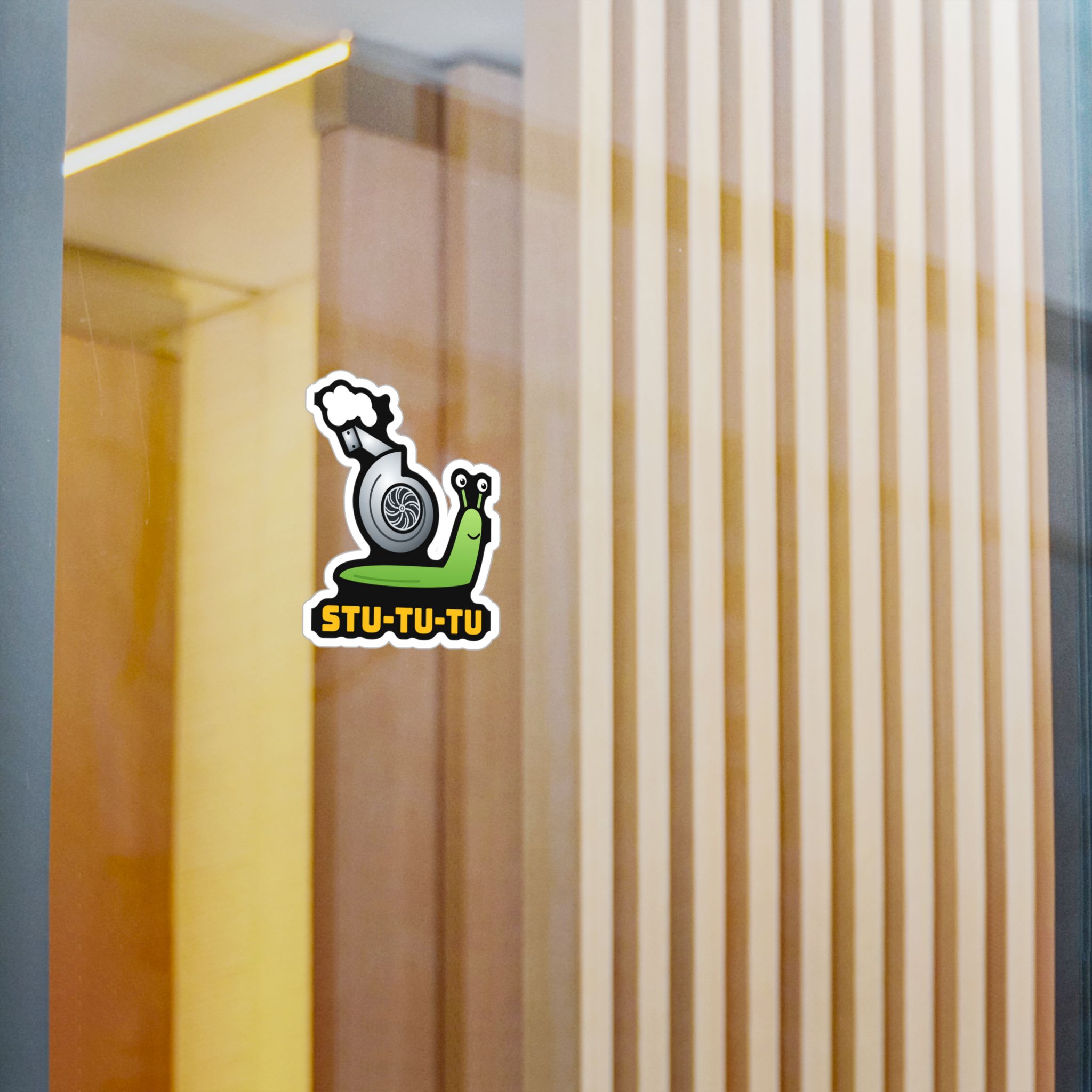 Turbo Snail Sticker decal shown applied (photo mockup)