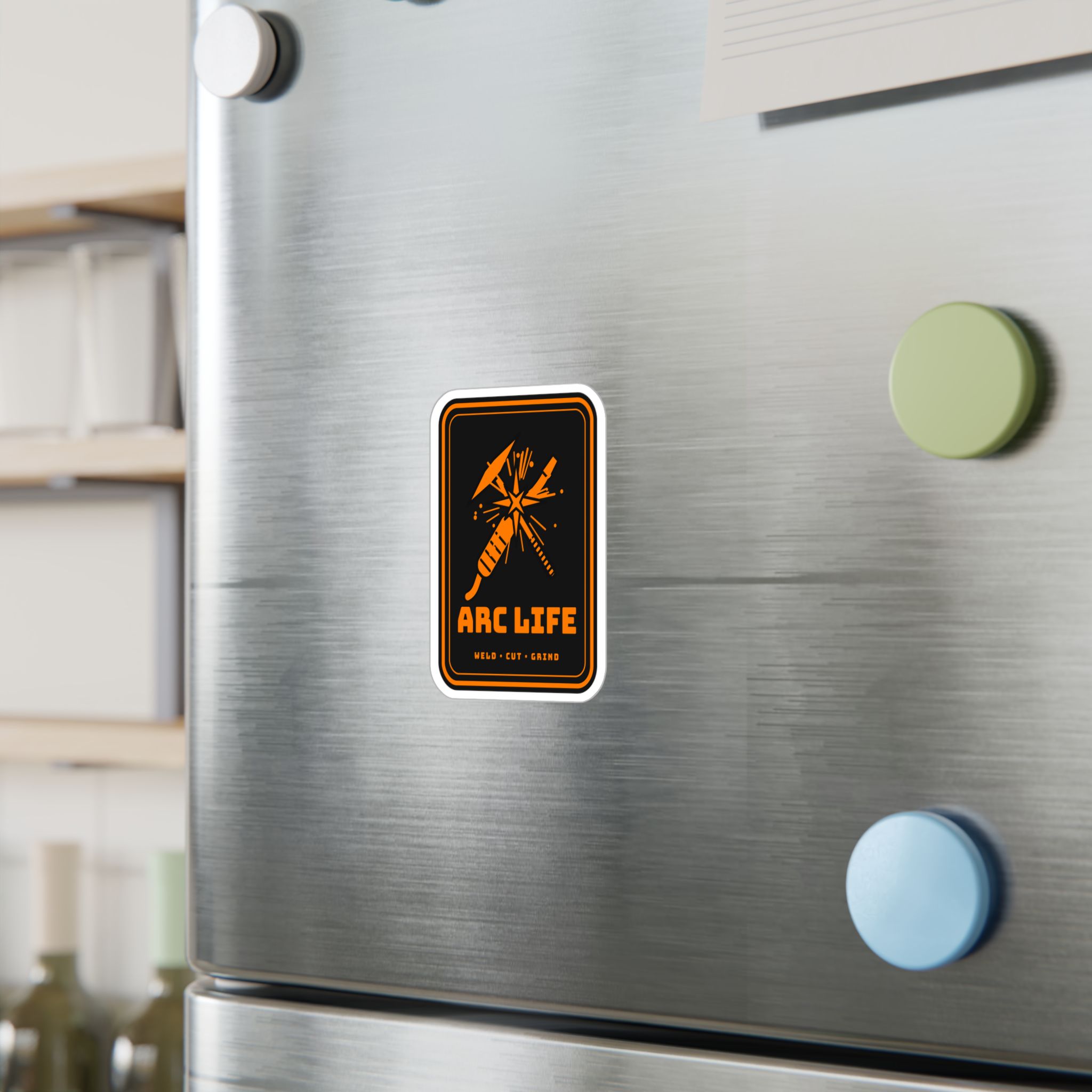 Arc Life Welder Sticker decal shown applied (photo mockup)