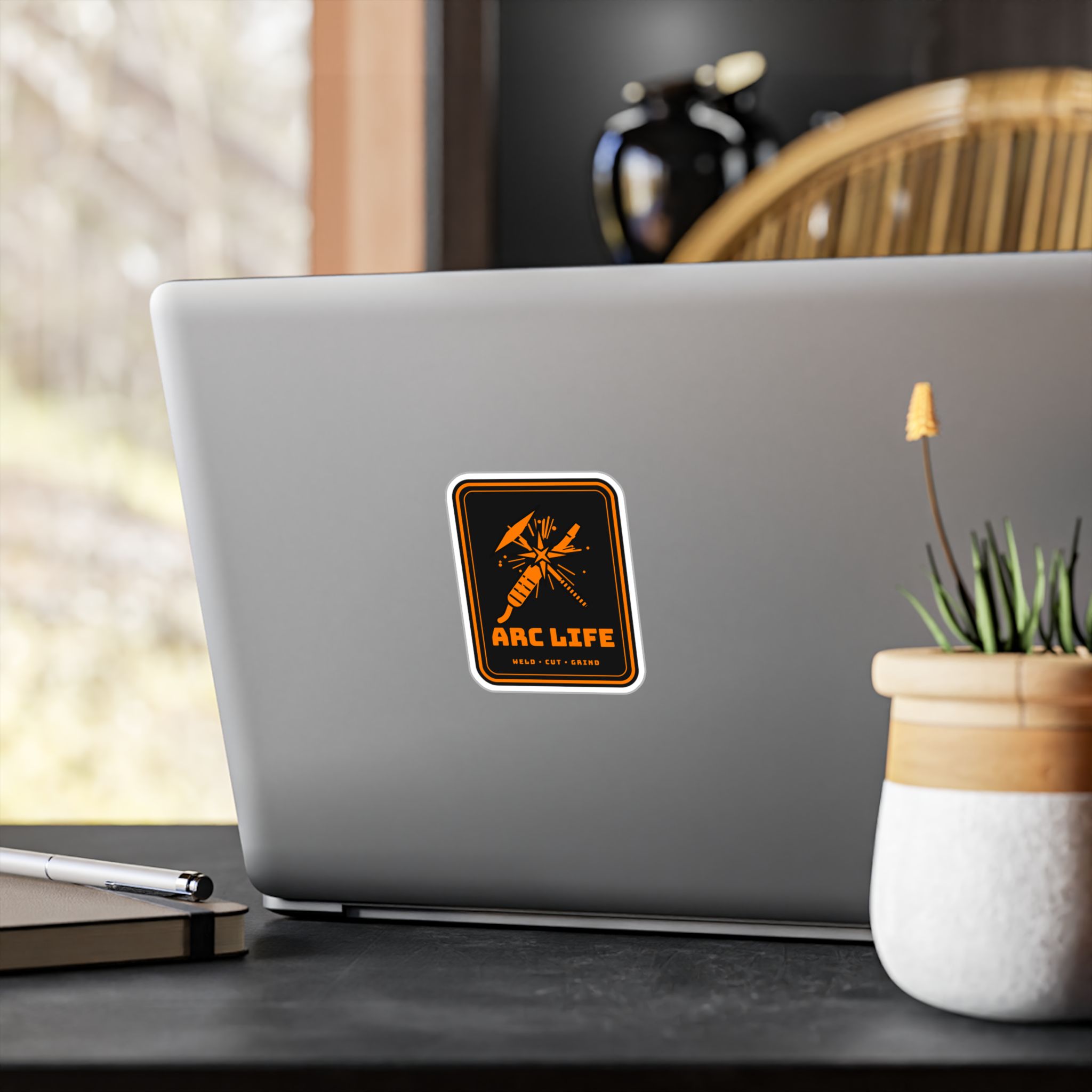 Arc Life Welder Sticker decal shown applied (photo mockup)