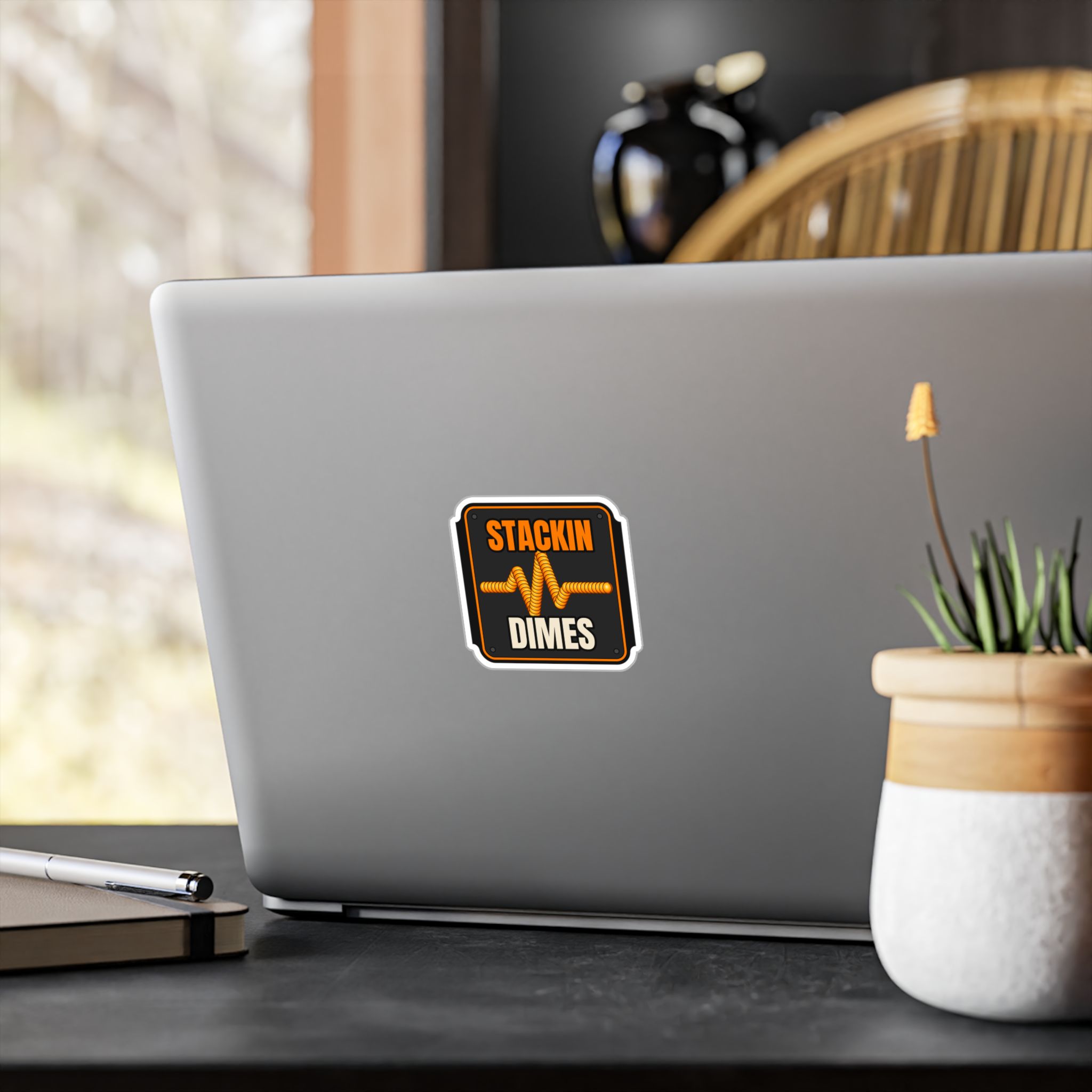 Stackin Dimes Welder Sticker decal shown applied (photo mockup)