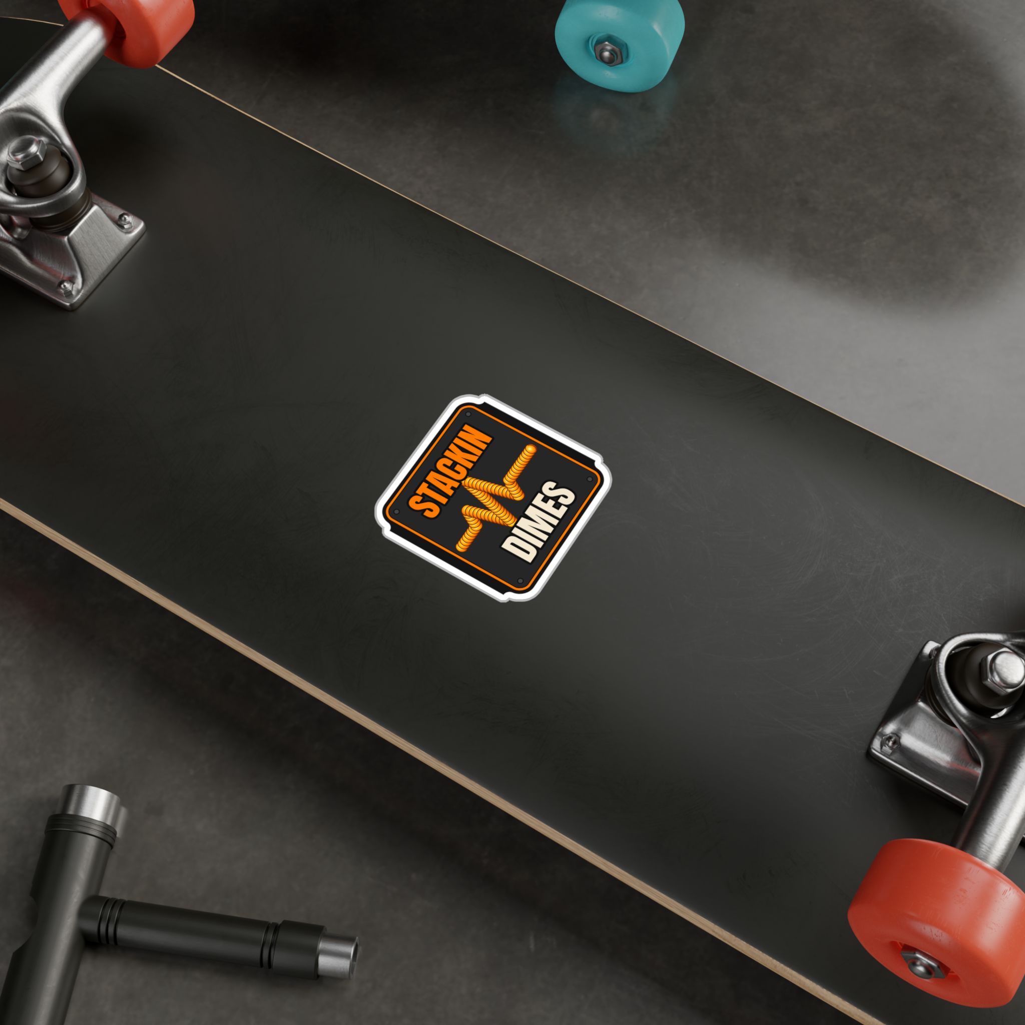 Stackin Dimes Welder Sticker decal shown applied (photo mockup)
