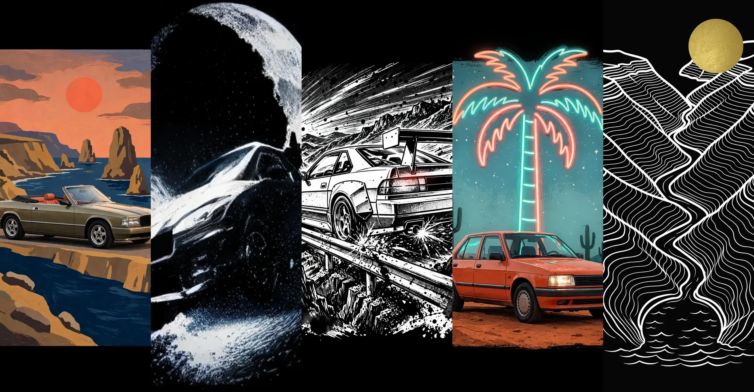 FLTWHT graphic tee designs collage