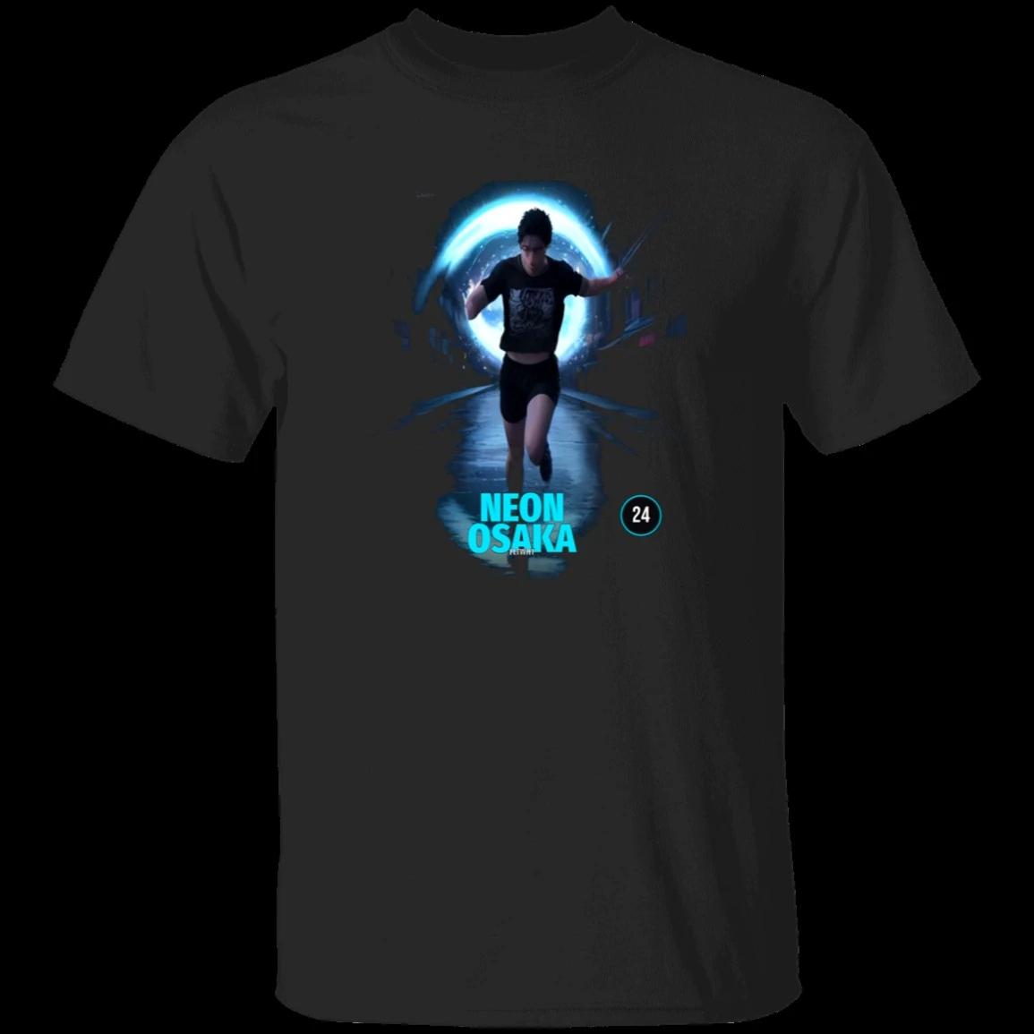 Neon Osaka Nightrunner Tee on a black tee