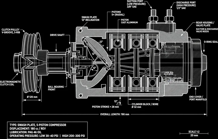 AC Compressor Cutaway Diagram Tee print artwork