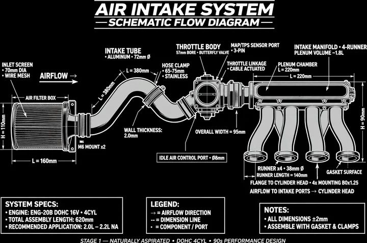 Air Intake Schematic Tee print artwork