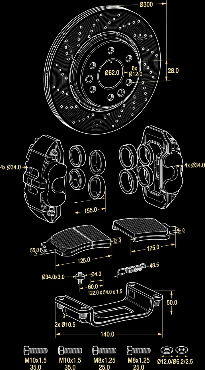 Brake Caliper Blueprint Tee print artwork