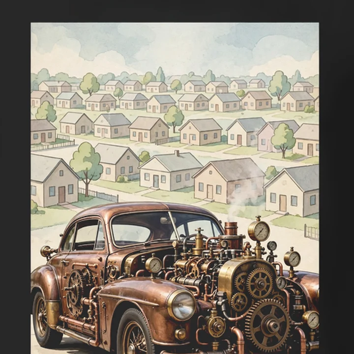 The Brass Suburban Tee close-up of the print