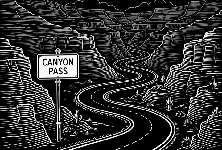 Canyon Pass Route Sign Tee print artwork