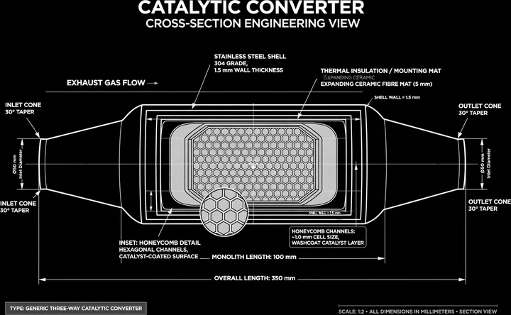 Catalytic Converter Cross-Section Tee print artwork