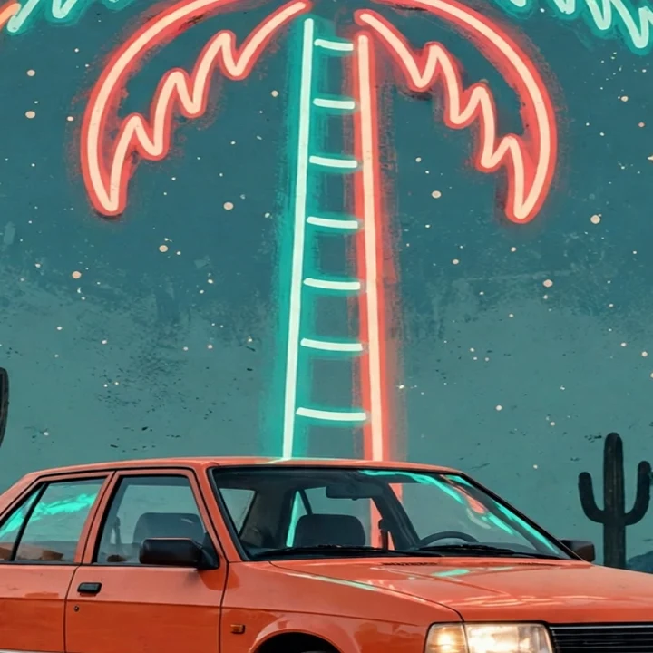 Desert Motel Neon Poster close-up of the print