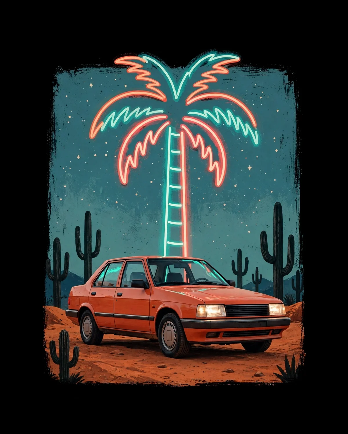 Desert Motel Neon Hoodie print design