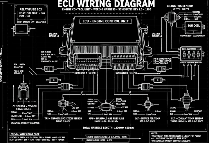 ECU Wiring Diagram Tee print artwork