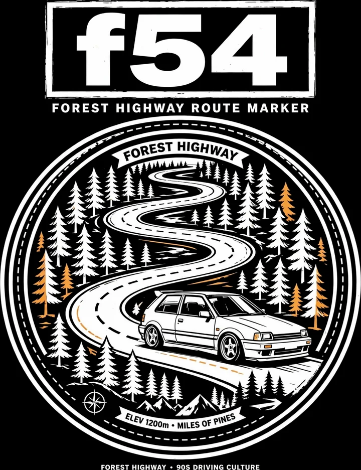 Forest Highway Route Marker Tee print artwork