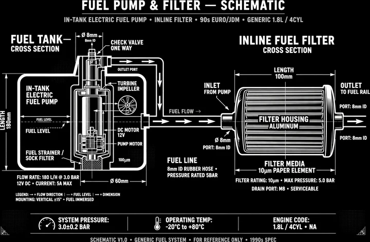 Fuel Pump and Filter Schematic Tee print artwork