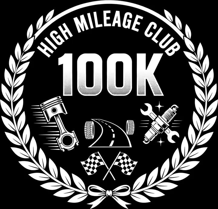 High Mileage Club 100K Tee print artwork
