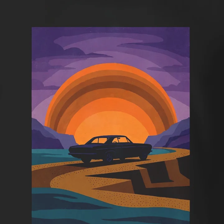 Highway 1 Sunset Tee close-up of the print