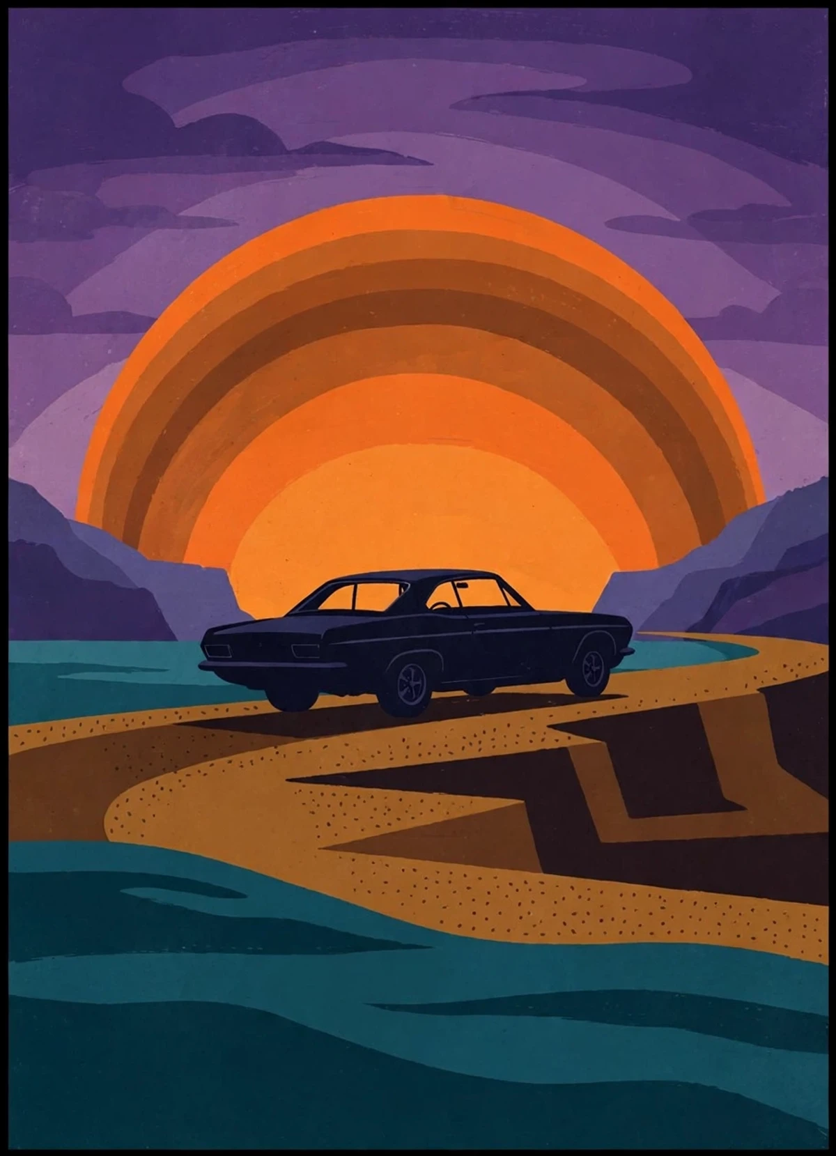 Highway 1 Sunset Poster artwork
