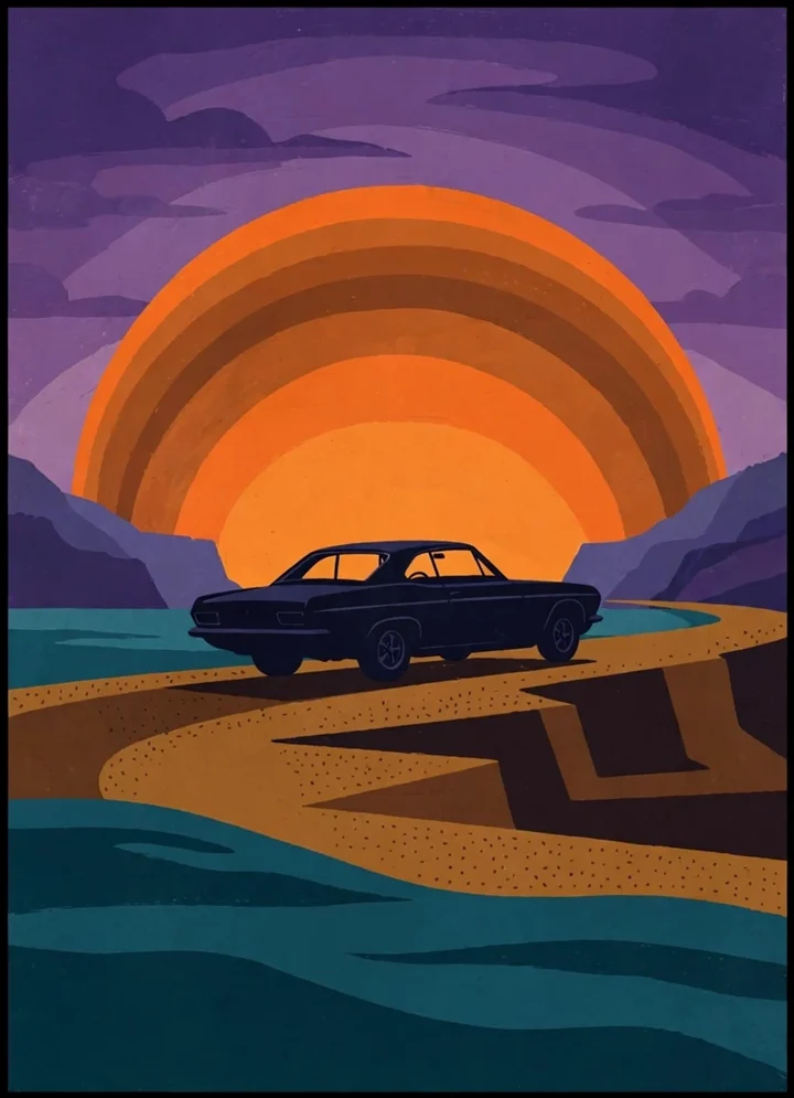 Highway 1 Sunset poster artwork