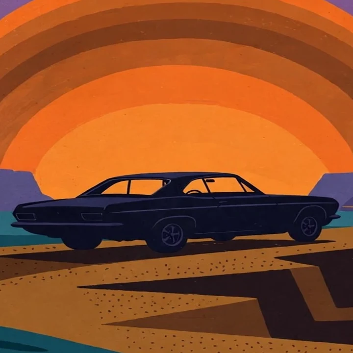 Highway 1 Sunset Poster close-up of the print