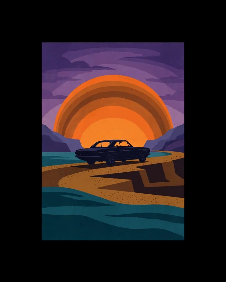 Highway 1 Sunset Tee print design