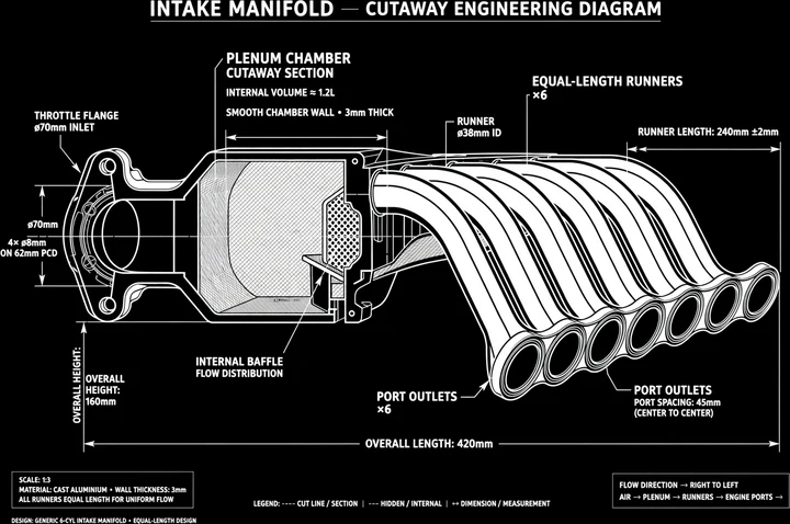 Intake Manifold Runner Diagram Tee print artwork