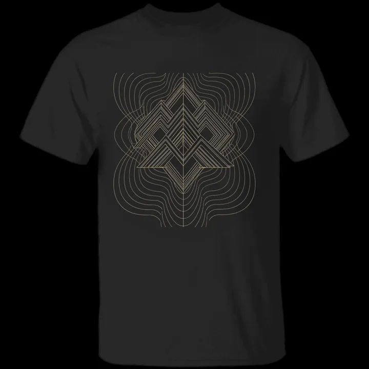 Padres Ridge Tee mockup: the print on a black Gildan G500 tee
