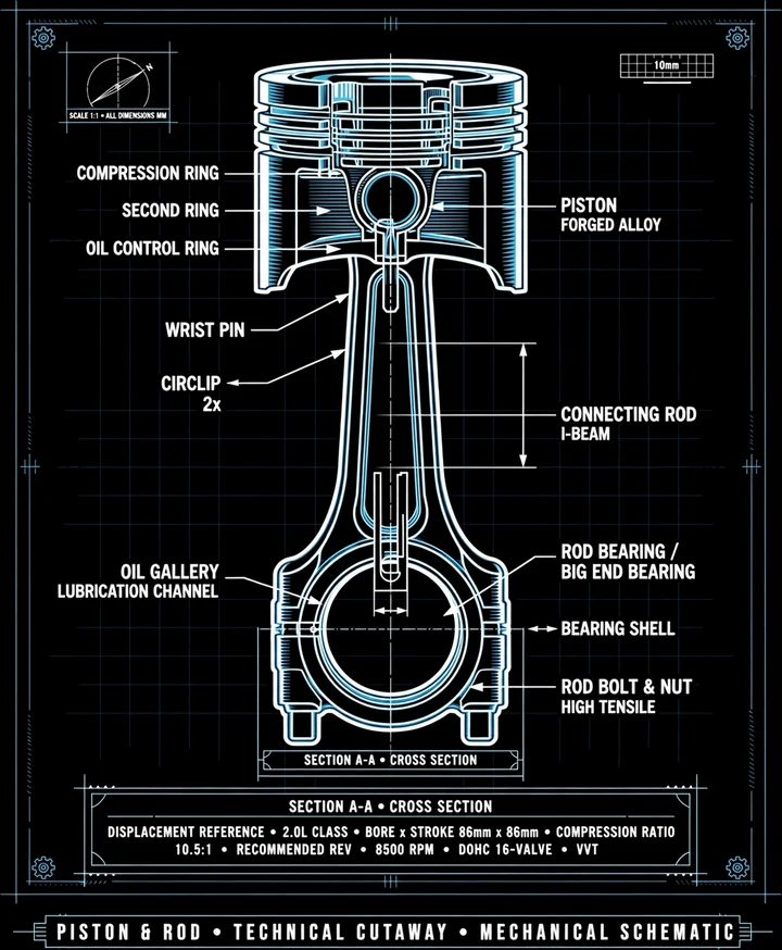Piston Diagram Tee print artwork