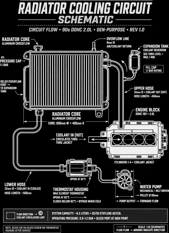 Radiator Cooling Circuit Tee print artwork