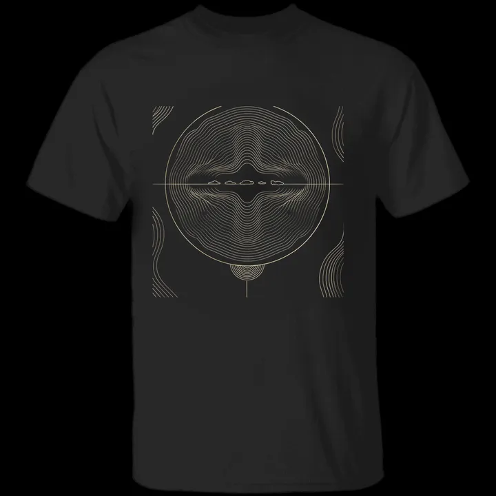Ridgeline Tee mockup: the print on a black Gildan G500 tee