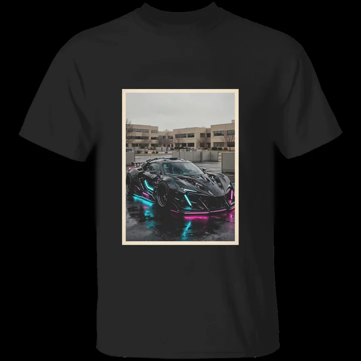 The Sublease Special Tee mockup: the print on a black Gildan G500 tee