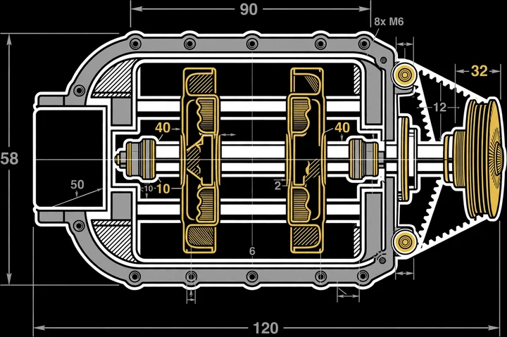 Supercharger Schematic Tee print artwork