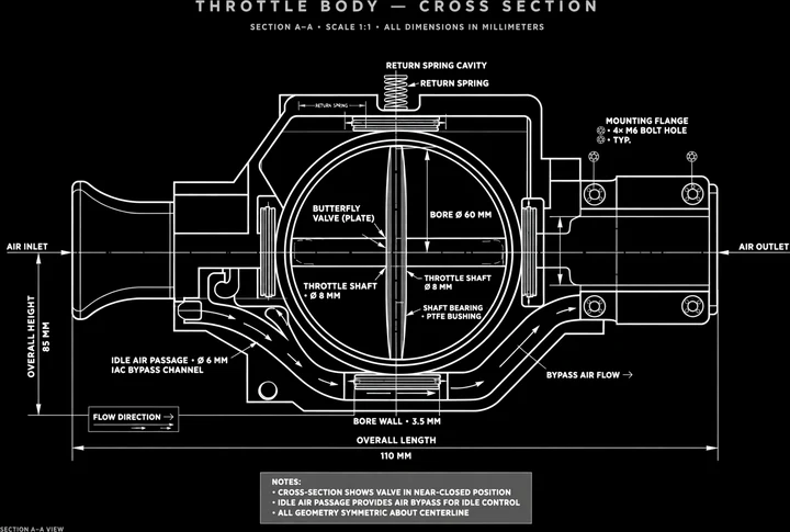 Throttle Body Cross-Section Tee print artwork