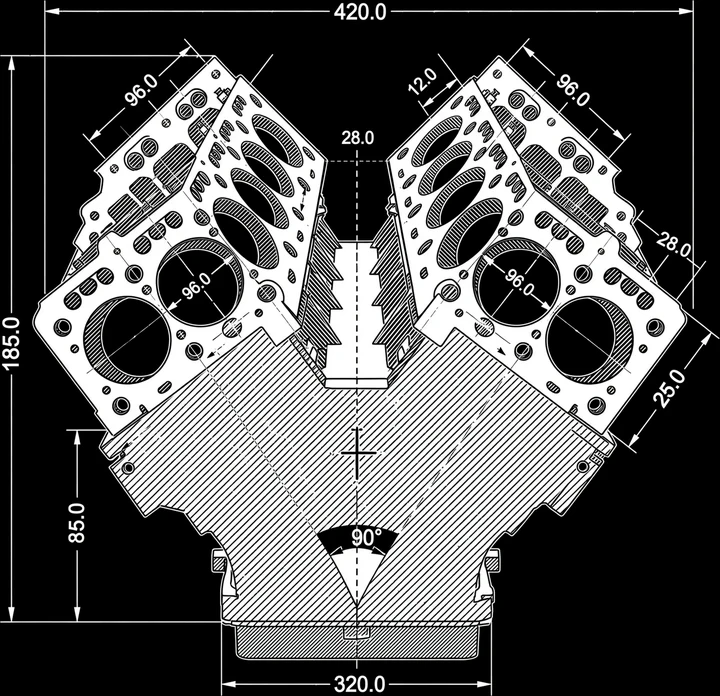 V8 Cutaway Tee print artwork