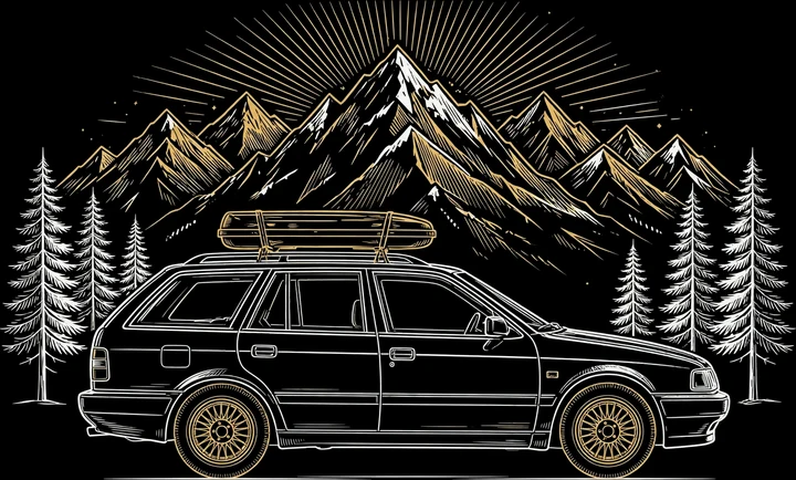 Wagon Profile Alpine Tee print artwork