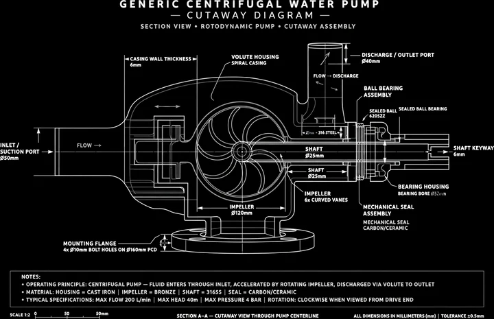 Water Pump Impeller Diagram Tee print artwork