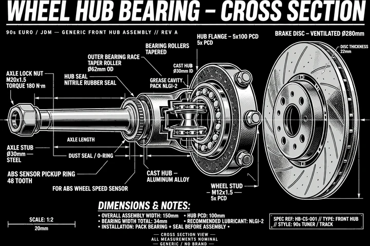 Wheel Hub Bearing Cross-Section Tee print artwork
